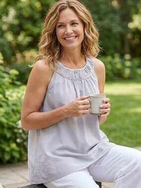 French Connection Striped Halter Top Blouse- Black and White